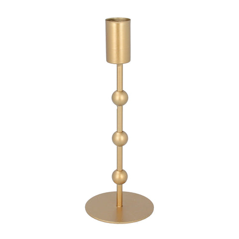 Gold Bobble Bead Metal Candlestick 19.5cm
