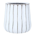 Ceramic Pot Cover 12.5cm - White & Beige Ribbed | Gisela Graham