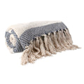 Cotton Throw 150cm - Navy Woven Diamond Stripe | Gisela Graham