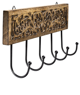 Malabar Vine Carved Wooden Wall Hooks - CLEARANCE
