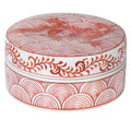 Dragon Oriental Print Coral / Orange trinket pot - ceramic
